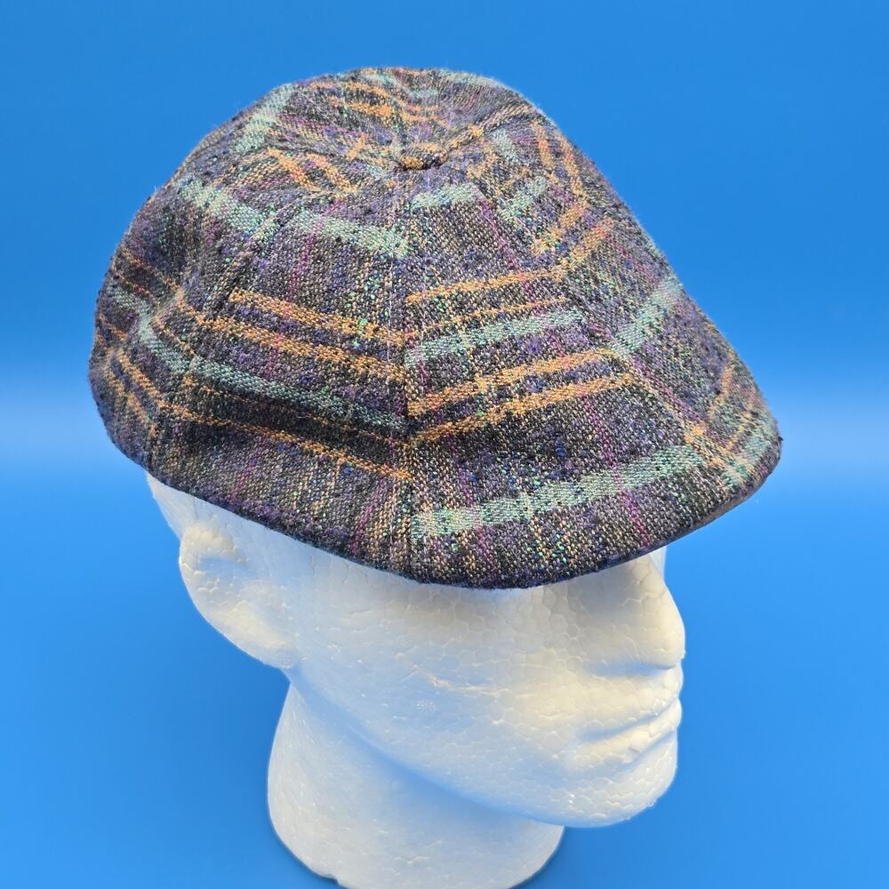 Boston Scally Co Easter Rose Plaid Newsboy Hat Cap XL Multicolor Wool Blend